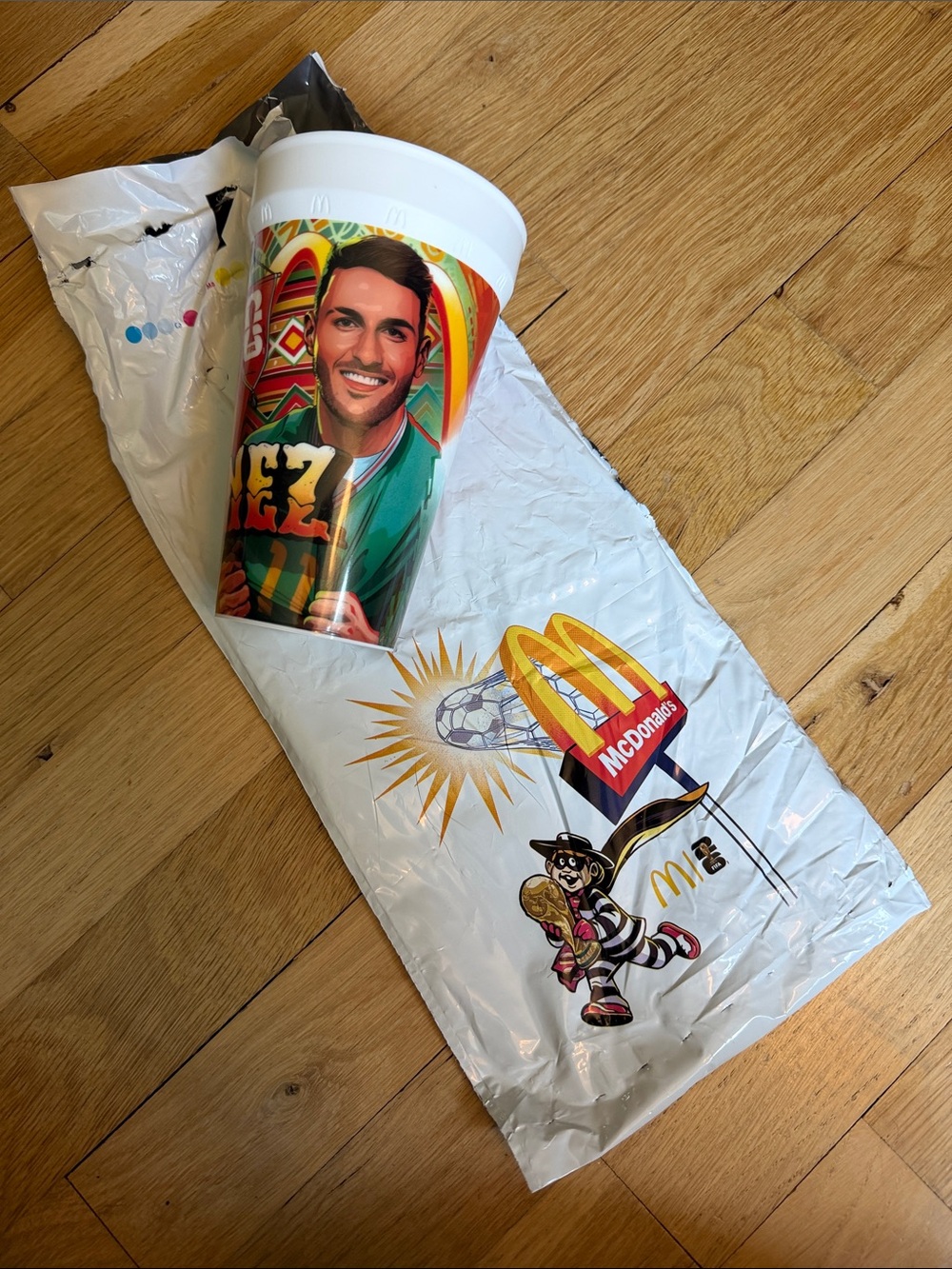 NWT FIFA World Cup Gimenez Mexico McDonald's Soccer Promo Cup and Bag 🇲🇽